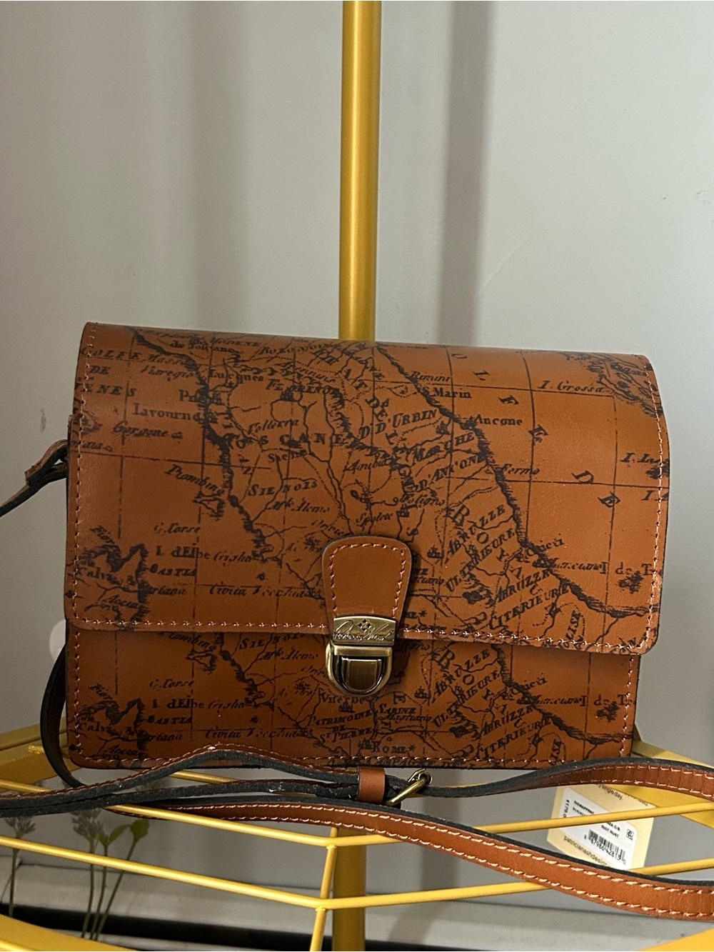 Patricia Nash preppy Lanza crossbody signature map in riot rust leather new
